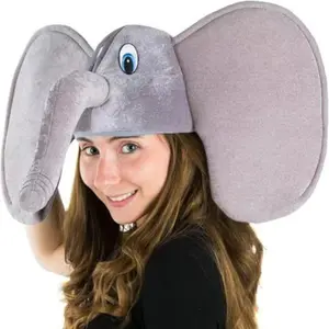 Elephant Hat with Blue Eyes, Fun Festive Accessory for Parties, Celebrations, Stage Events, Machine-Washable Polyester, Holiday Themes