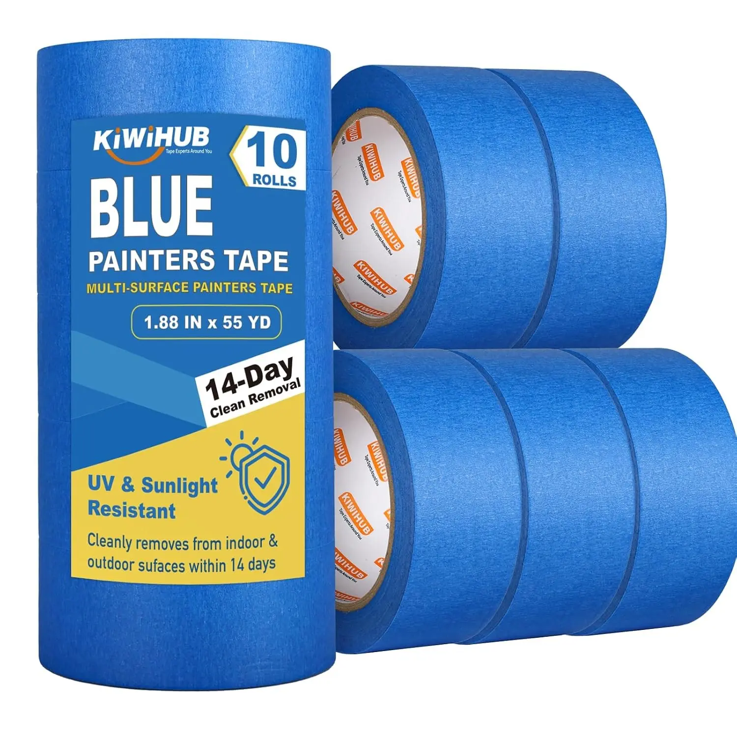 10 Rolls Painters Tape 2 inch Wide, Blue Painters Tape Bulk | Blue Masking Tape for Multi Purpose, Wall Painting, DIY Crafts, 1.88 Inch x 550 Yards