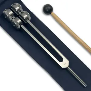 64 Hz OTTO Tuning Fork for Healing with Attenuator Extender – OSTEOPHONIC Tool for Sound Therapy and Biofield Application | Earthy Gray