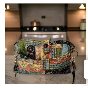 Quilted Country Bag - Colorful Patchwork Design, Adjustable Strap, Versatile Storage for Everyday Use