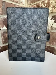 Pre-owned Louis Vuitton Canvas Small Leather Goods Agenda MM Damier Graphite Canvas