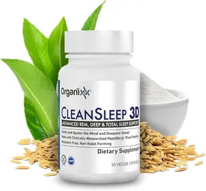 Organixx Clean Sleep 3D, Melatonin Free Sleep Supplement with L Theanine, GABA, and Peptides to Promote Relaxation and Sleep Support, Vegan Formula, Dairy, Soy & Gluten Free, Non GMO, 30 Capsules Nighttime Routine Dietary