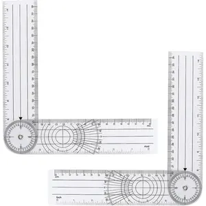 2 count Clear Plastic Goniometer Quick Angle Protractor Angle Finder Angle Ruler Can Rotate 360 Degree 7'' Arms Measuring Tool for School Office Measuring