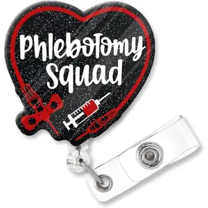 Phlebotomy Squad Fun Glitter Badge Reel Retractable with Metal  Clip, Cute Badge Holder for Phlebotomy Students, Christmas Birthday  for Phlebotomy Nurse   Assistant