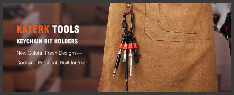 Katerk 6pcs 1/4 inch Hex Shank Aluminum Alloy Screwdriver Bits Holder 2 Sets, Light-weight Quick-change Extension Bar Keychain Drill Screw Adapter Change Portable (With Black Carabiner)