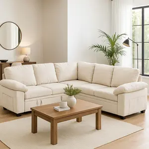 Modular L-Shaped Sectional Sofa with Reversible Ottoman, Dark Gray Chenille, Large Upholstered Couch for Living Room & Apartment