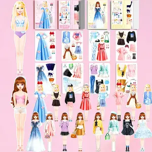 Magnetic Dress Up Dolls Pretend Play Set Magnetic Paper Doll Kits for Girls Ages 4+, Great for Kids Travel Road Trip Car Interactive Learning Imagination Gift