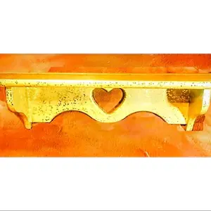 Glam Upcycled Metallic Gold Wooden Heart Shelf with Unique Heart Cutout Design, Oversized Chunky Glitter Top Coat & Sealed with Gloss Finish Lacquer Decor Decorative