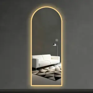 Arched LED Full Length Mirror, 63"×24" Wall Mounted Lighted Mirror with 3 Color Dimmable Lights, Shatterproof Tempered Glass Arch Body Mirror for Bedroom Living Room