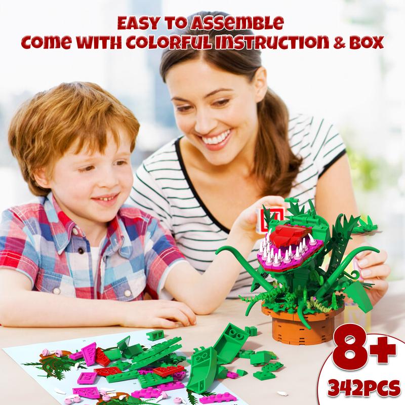 TENHORSES Audrey II Piranha Plant Building Blocks Kit 342 Pieces Compatible with Lego Sets Little Shop of Horrors Openable Mouth DIY Model for Kids Over 8 Years Old Halloween Gift