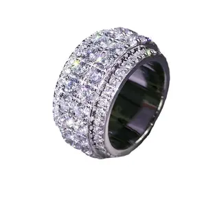 Hip hop style street men and women trend super flash half circle inlaid zircon ring fashion index finger ring