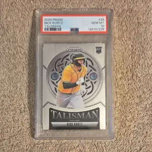 2025 PANINI PRIZM #25 NICK KURTZ RC TALISMAN ROY PSA 10 GEM MINT ATHLETICS