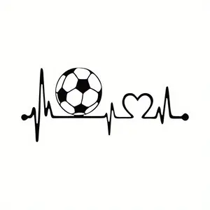 1PC "Heartbeat Line + Soccer Ball + Heart Pattern" Multi-scene Soccer Sentimental Sticker For Digital Device/Gear Bag Multi-scene Soccer Goodie Adds Sentimental Personal Texture Top For Multi-scene Soccer Style Fans Graphic Decal
