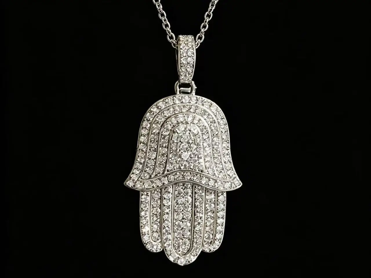 8032 Hamsa Hand Statement Moiss Pendant, Fully Iced Out with a Bold, Layered Design, The Ultimate Protective Charm for Hip Hop Lovers & Streetwear Enthusiasts summerwins