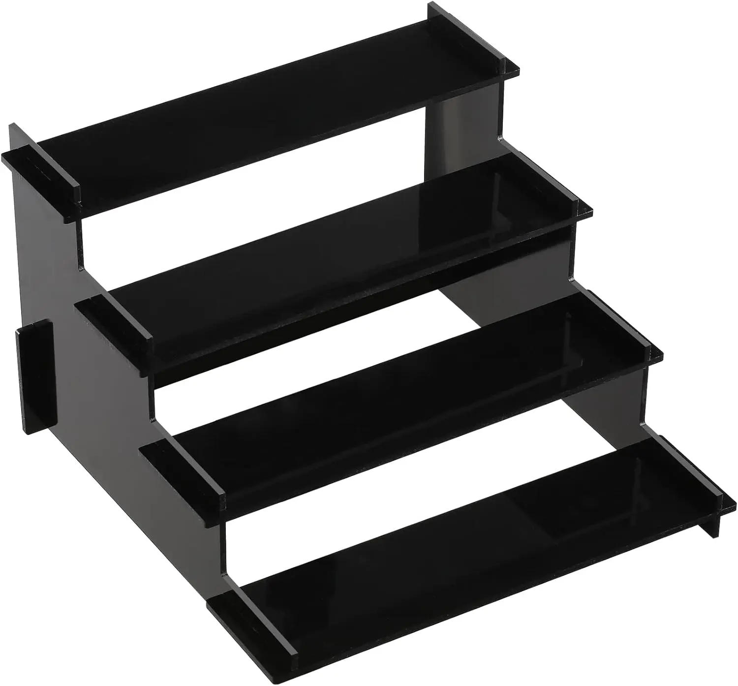 4 Tier Black Acrylic Display Risers, Perfume Organizer Stand, Cupcake Stand Holder, Shelf Risers for Display Stands for Funko POP Figure, Dessert Shelves for Party, Decoration