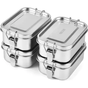 4 count Stainless Steel Bento Box 550ml, Metal Lunch Box  Containers, Steel Lunch Container for , Work, Camping