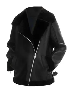 MotorCycleJackets Black Real Leather Aviator Jacket