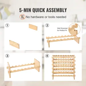 Father's Day Gift VEVOR 48 Bottle Stackable Modular Wine Rack Bamboo Wood Display Shelf 6-Tier