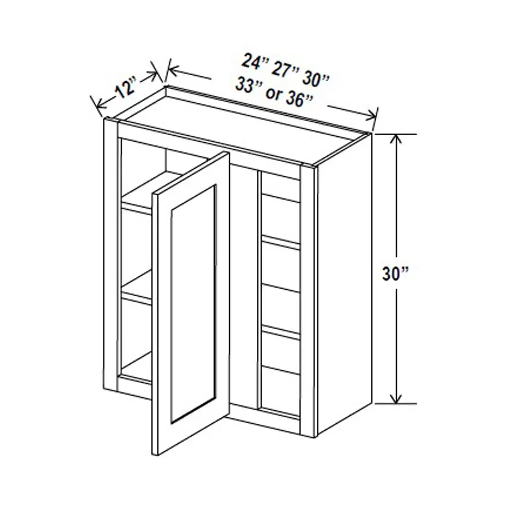 Blind Corner Cabinet - 36W x 30H x 12D - Grey Shaker Cabinet - RTA