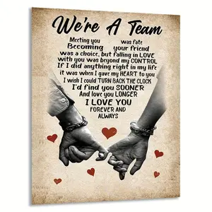 We Are A Team Unframed Wall Art Print Poster, Love Poster, Wedding Decor Wedding Anniversary Gifts, Best Gifts For Weddings Lovers Couples Boyfriend Girlfriend Hanging Photo