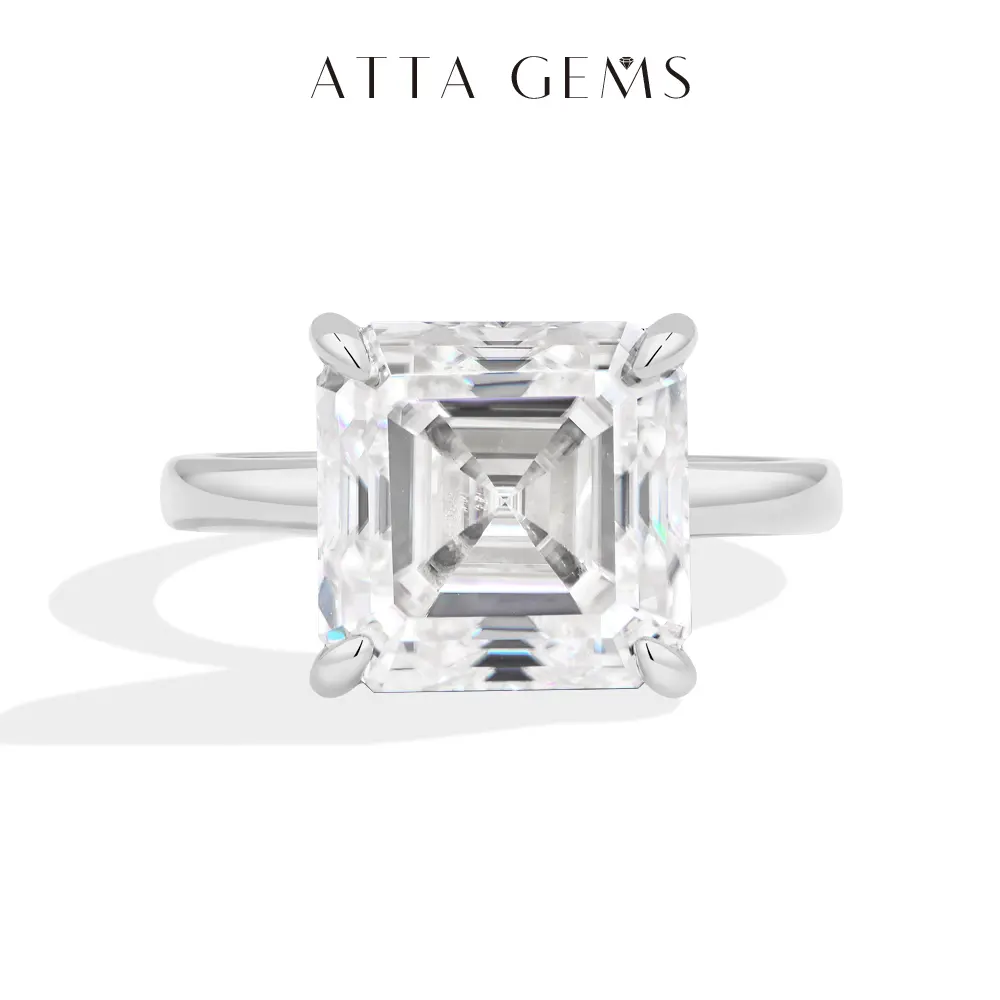 ATTAGEMS 3.5ct & 7ct Asscher Cut Lab-Created Moissanite Ring Wedding-Ready Jewelry for Women 925 Sterling Silver Marriage Ring Engagement Rings Day Gift Summerwins R433