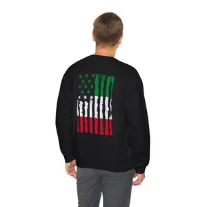 Unisex Italian American flag graphic Sweatshirt | small chest flags, distressed USA-Italy flag back