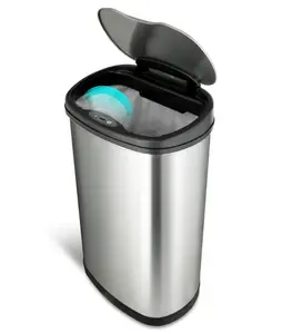 Touchless Kitchen Trash Can 13 Gallon, Motion Sensor, Soft Close Lid, Steel