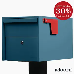 adoorn Post Mount Mailbox | Small . Size 12 x 12 x 18.5 (HxWxD) Anti-Theft Locking Mailbox. Large Capacity, Weatherproof Modern Mailbox.