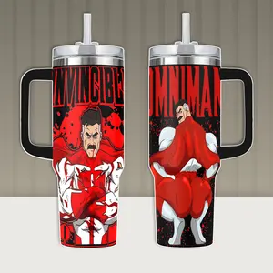 Thicc Omni Man Gya Tumbler With Handle, Omni Man Big Cheeks Meme Insulated Travel Mug 40oz, Invincible Gift Mug
