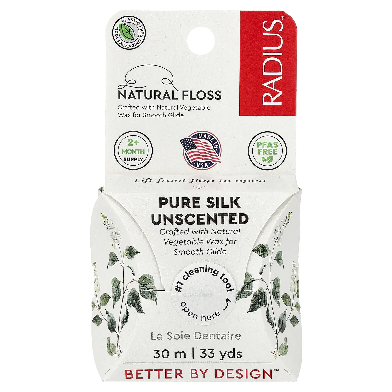 RADIUS Natural Floss, Pure Silk, Unscented, 33 yds (30 m)