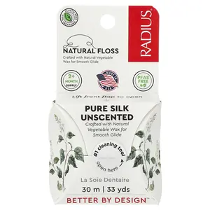 RADIUS Natural Floss, Pure Silk, Unscented, 33 yds (30 m)