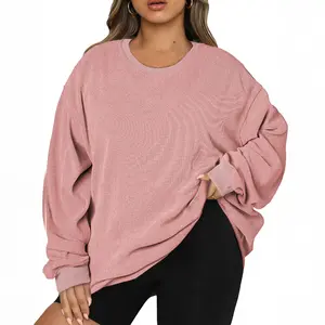 Eytino Women Plus Size Rib Knit Sweatshirts Long Sleeve Crew Neck Casual Oversized Soft Pullover Tops Shirts(1X-5X)