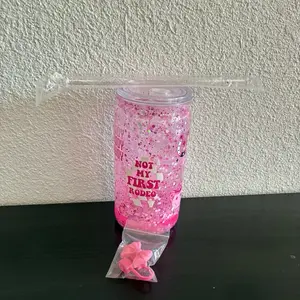 Tumblers - Pink Glitter Design with Not My First Rodeo Text and Bow Accessory