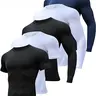 Men's 5-Piece Compression Sportswear Set - Athletic Clothes, Workout Athletic Wear, Soft Stretchy Stretch Fabric Sporty Sports Clothing Sets, Slim-Fit Short-Long Sleeve Shirts, Black/White/Navy for High-Intensity Training,outdoorfun