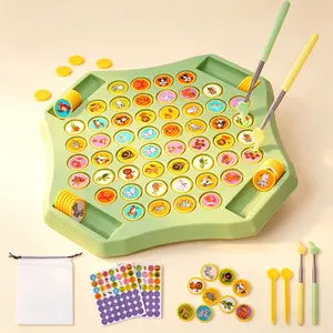 54PCS Memory Matching Chess Game Animal Fruit Flip Matching Chess Set For Kids Stick Flip Game Chess Board For Kids