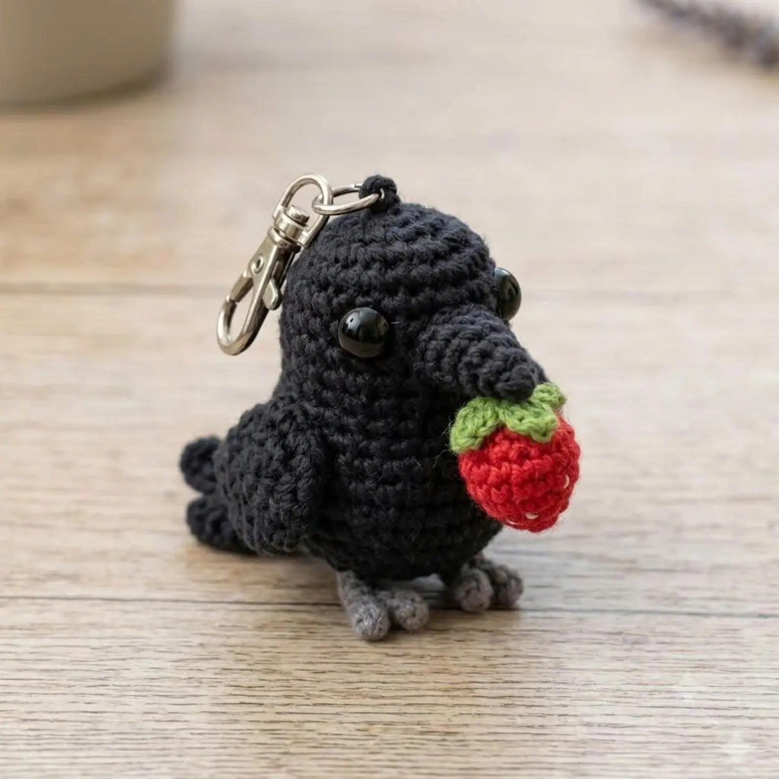 Multiple Handmade Crochet Crow Keychain, Cute Raven Amigurumi Bag Charm, Gothic Bird Gift, Witchy Crow Plush Accessory