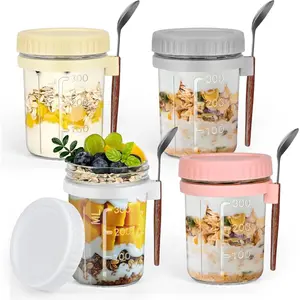 4Pack Overnight Oats Containers with Lids and,13oz Overnight Oats Jars for Yogurt,Jars for Overnight Oats,Chia Pudding Jars with Lids