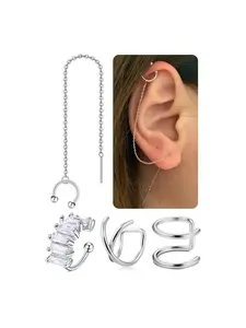 Ear Cuff Earrings, Cute Non Piercing Ear Cuffs for Non Pierced Ears, Clip on Cartilage Earring, Fake Earrings, Lightweight Ear Cuff with Chain