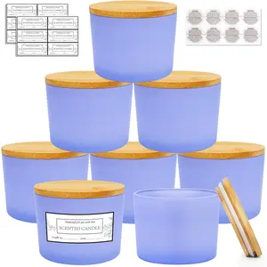 8 Pack 12 OZ Purple Glass Wide Mouth Candle Jars for Making Candles with Airtight  Lids Nice Sticky  Labels for Candle Making Empty Container Bulk - Dishwasher Safe