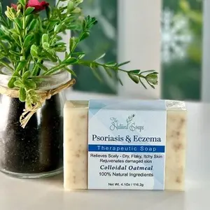 The Natural Soaps Psoriasis Soap - Gentle & Effective Relief with Colloidal Oatmeal for Dry Flaky Itchy Skin 4.1oz