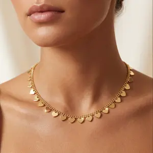 MEIITRUE 14K Gold Plated Dainty Heart Pendant Necklace for Women Layering Choker Tarnish-Free Jewelry Gift for Her,Mother's Day Gift