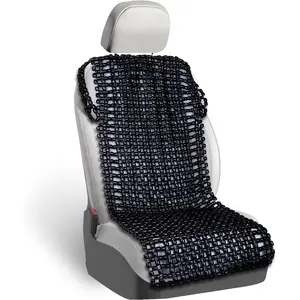 Black Wooden Beaded Comfort Seat Cover - Premium Quality Full Car Driver Massaging Cool Comfortable Cushion with High Ventilation