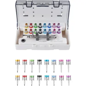 Global-Dental Colorful Implant Prosthetic Universal Torque Wrench Kit Screwdriver Tool Adjustable Value of 10-70Ncm with 16 Screwdrivers