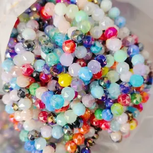 8mm Flower Ball Glass Beads for Making Jewelry - Multicolor Faceted Beads for Crafting and DIY Projects