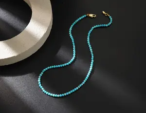 light blue beads necklace 16k geniue gold