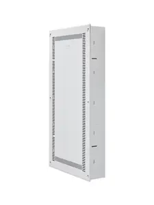 Structured Media Enclosure 28-Inch Recessed In-Wall TV Media Box With Cover, Cable Management Grommets, Ventilated Steel Cabinet, Hidden Wire Access, Powder-Coated Finish for Home Theater Use