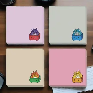 Cute Cartoon Sticky Notes Set, 4 Pack, 3x3 Inch Squares, 50 Sheets Each, Funny Office Supplies for School, Home, Teacher Gifts