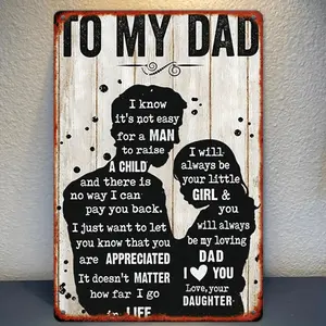Iron F, 1pc, "I Know It's Not Easy Being a Dad" Metal Tin Sign for My Dad, Daughter's Birthday Poster, Father's Day Gift for Dad, Vintage Tin Sign Wall Decor for Home, for Man Cave, Bedroom