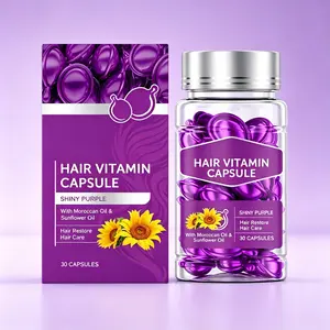 Hair Repair Capsules 30 Softgels – Moroccan Oil + Sunflower Oil – Restores Damaged Hair, Prevents Breakage & Frizz – Deeply Conditions & Adds Purple Shine – Daily Hair Vitamin for Dry, Thinning & Color-Treated Hair