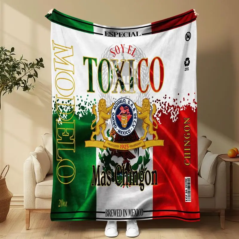 Mexican Flag Toxico Chingon Blanket, 1 CountSoft Comfortable Throw Blanket, Bold DesignBlanket for Home Office Travel Camping